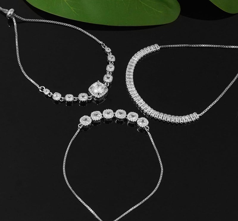 Wovanoo Tennis Bracelet for Women Cubic Zirconia Bracelets Adjustable Slider Bracelets - Image 5